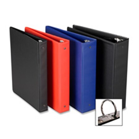 Business Source Round Ring Binder- w- Pockets- 1-.50in.- Black BSN28552